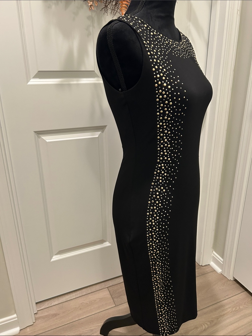 Calvin Klein Black Sleeveless Studded Sheath Dress Size Small - Picture 10 of 16